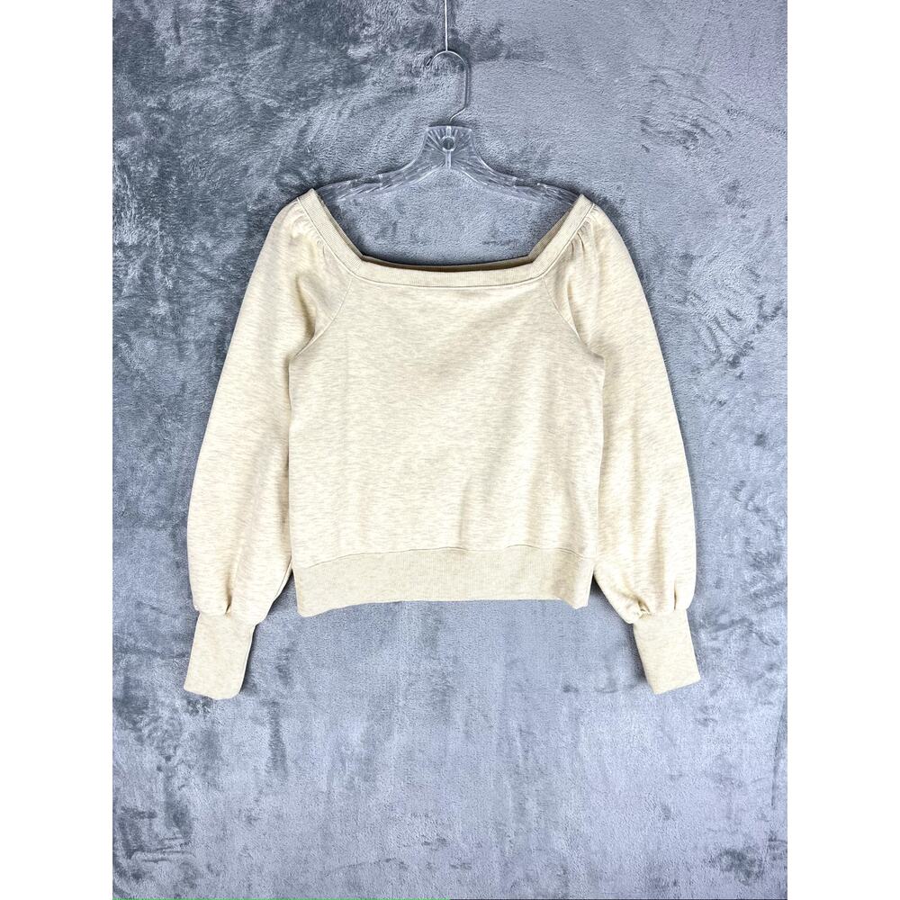 Rebecca Minkoff Ariel Sweatshirt Womens Medium Puff Sleeve Pullover Oat Melange - Picture 7 of 16